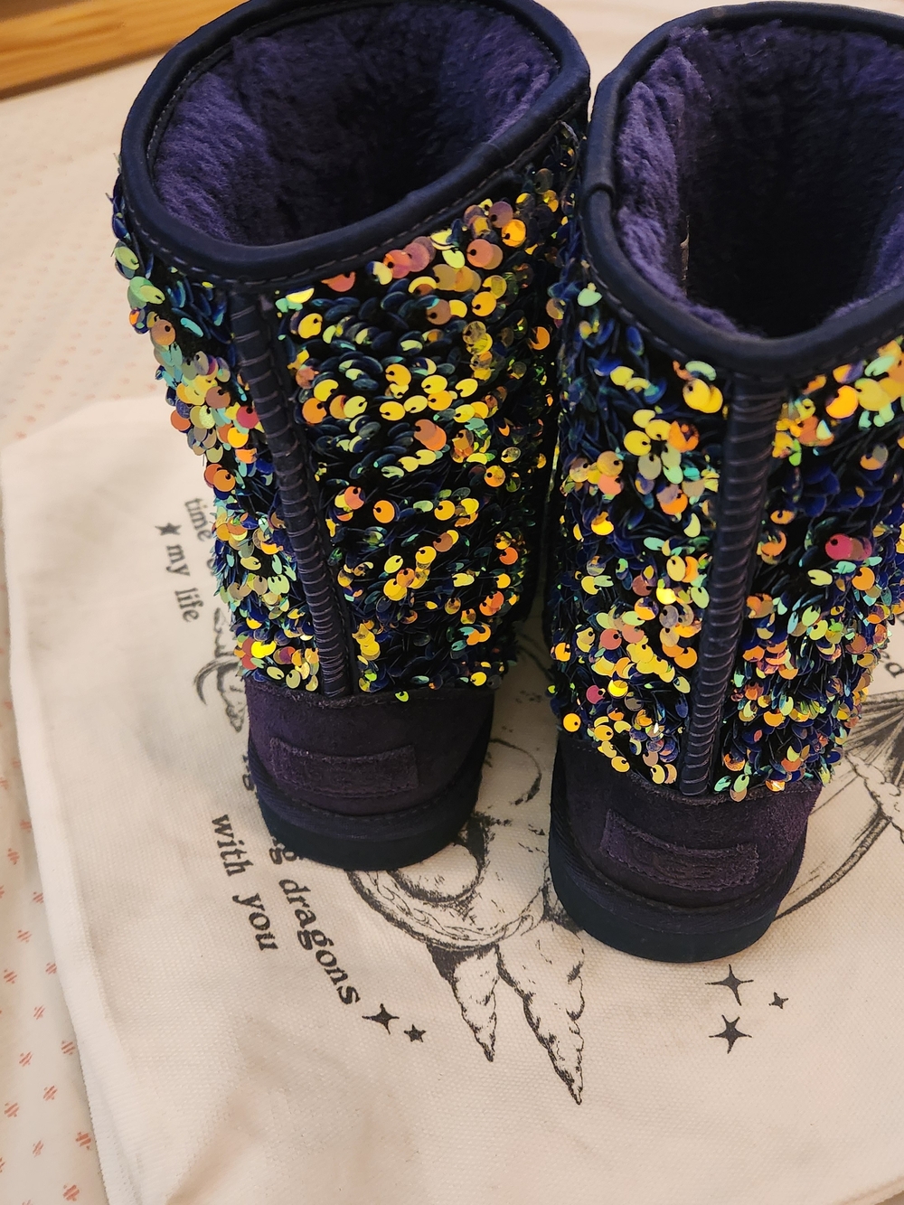 UGG Womens Purple Classic Stellar Sequin with Iridescent Sequins Size 8 - Picture 8 of 11